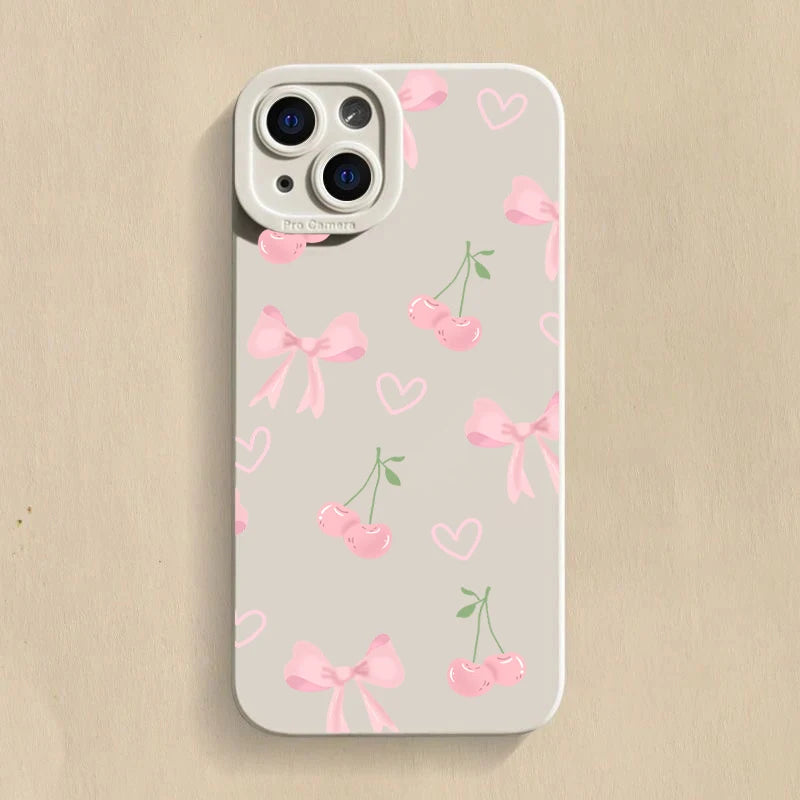 Cute Bow Cherry Case for Xiaomi Redmi Note 14 13 12 11 Pro Plus