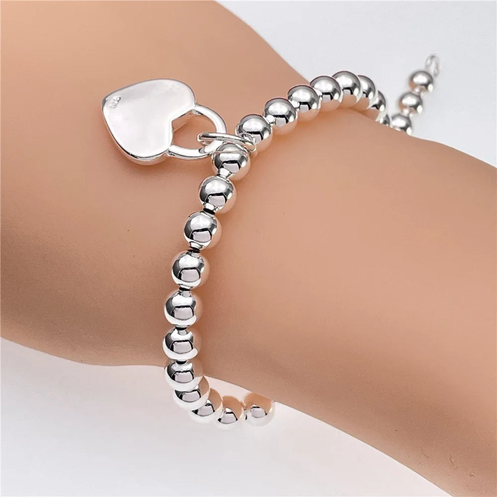 Square Solid Chain Bracelet 925 Sterling Silver Men Women Party Fashion Gift
