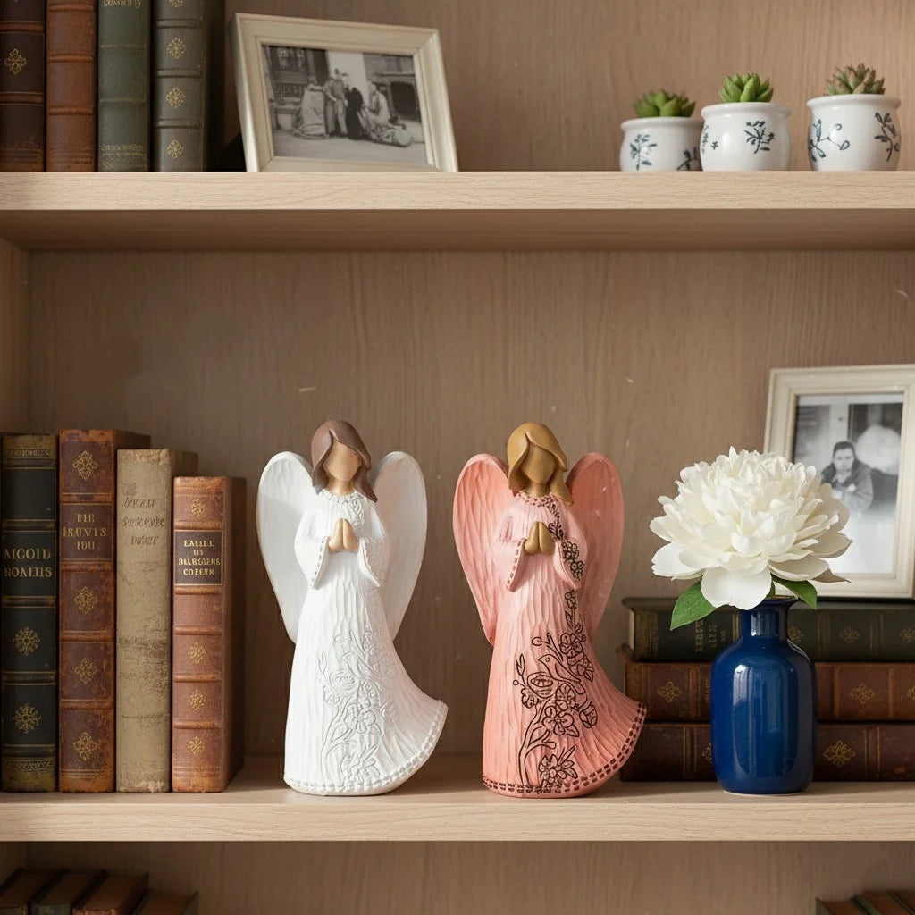 Resin Abstract Angel Figurines Pink White Statue Table Desktop Decoration Accessories
