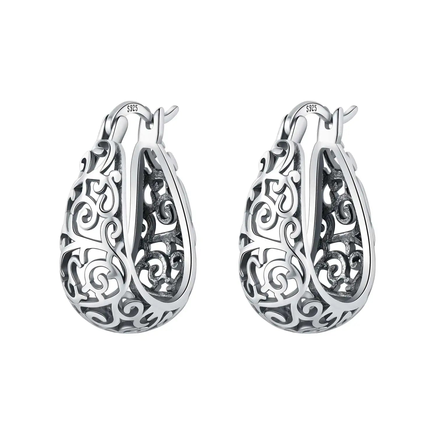 925 Sterling Silver Purple Flowers Versatile Hoop Earrings Fine Birthday Gift