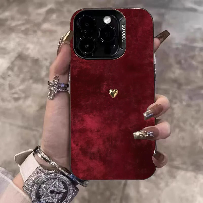 Golden Love Heart Case for Samsung Galaxy S25 S24 Ultra S23 FE A55