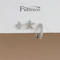 3PCS Trendy Double-layer Circle Cubic Zircon Star Hanging Earrings