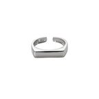925 Sterling Silver Smooth Surface Rectangle Ring Wedding Engagement Luxury Aesthetic Jewellery