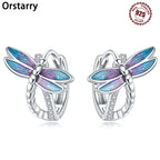 925 Sterling Silver Exquisite Dragonfly Versatile Hoop Earrings Fine Jewellery