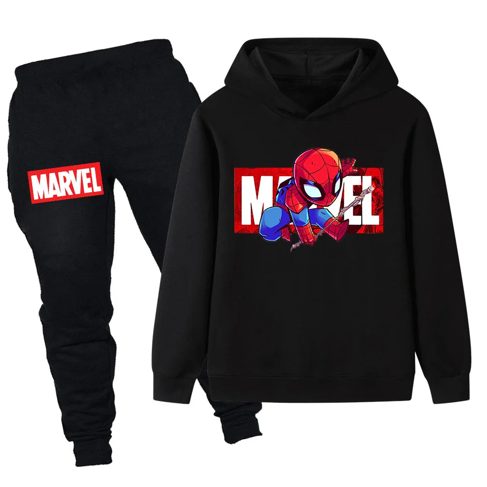 Boys Spiderman Print Fashion Suit Autumn Winter Children's Warm Tracksuit