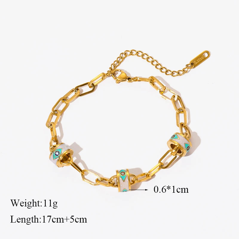 Gold Colour Multilayer Stainless Steel Charm Bracelet Men Women Bangle