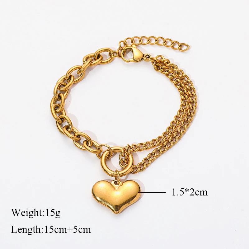 Heart Pearls Stainless Steel Charm Bracelet Girls Birthday Jewellery