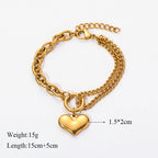 Heart Pearls Stainless Steel Charm Bracelet Girls Birthday Jewellery