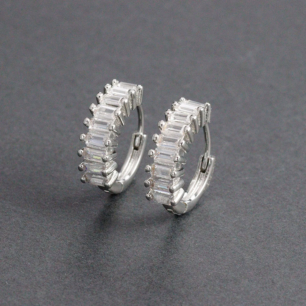 Fashion Stainless Steel Zircon Chain Hoop Earrings Helix Tragus