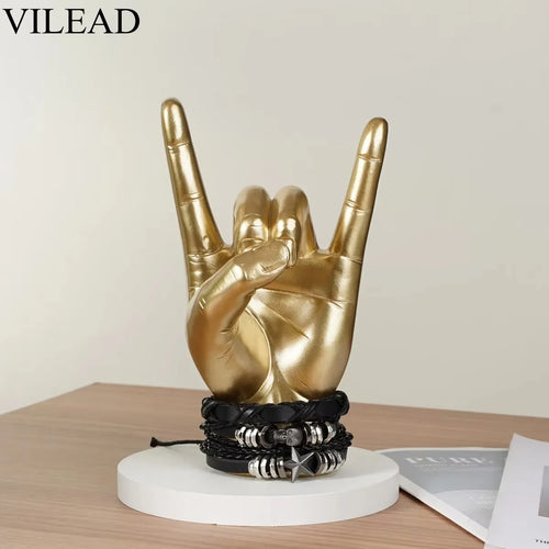 Resin Rock and Roll Gesture Hand Figurines Devil Horns Sculpture Tabletop Pop Art