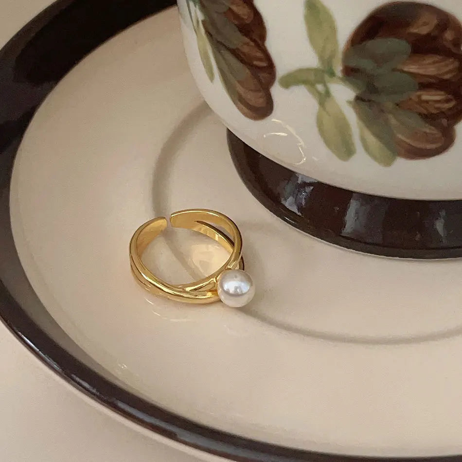 925 Sterling Silver Irregular Pearl Ring Aesthetic Luxury Jewellery Accessory Wholesale