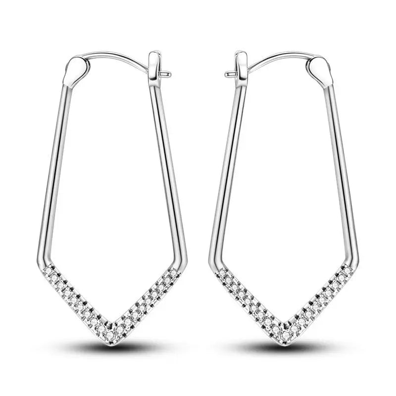 925 Sterling Silver U-shaped Simple Versatile Hoop Earrings Jewellery Gift