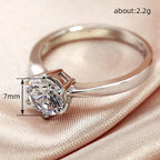 925 Sterling Silver Six Claw Cubic Zirconia Wedding Ring for Women Simple Elegant Engagement Proposal Rings Gift Fashion Jewelry