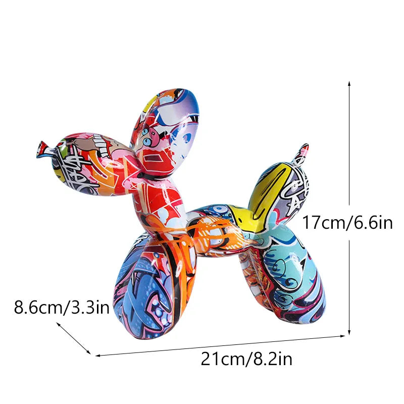 Pop Art Graffiti Balloon Dog Sculpture Animal Figures Decorative Home Decor Objects