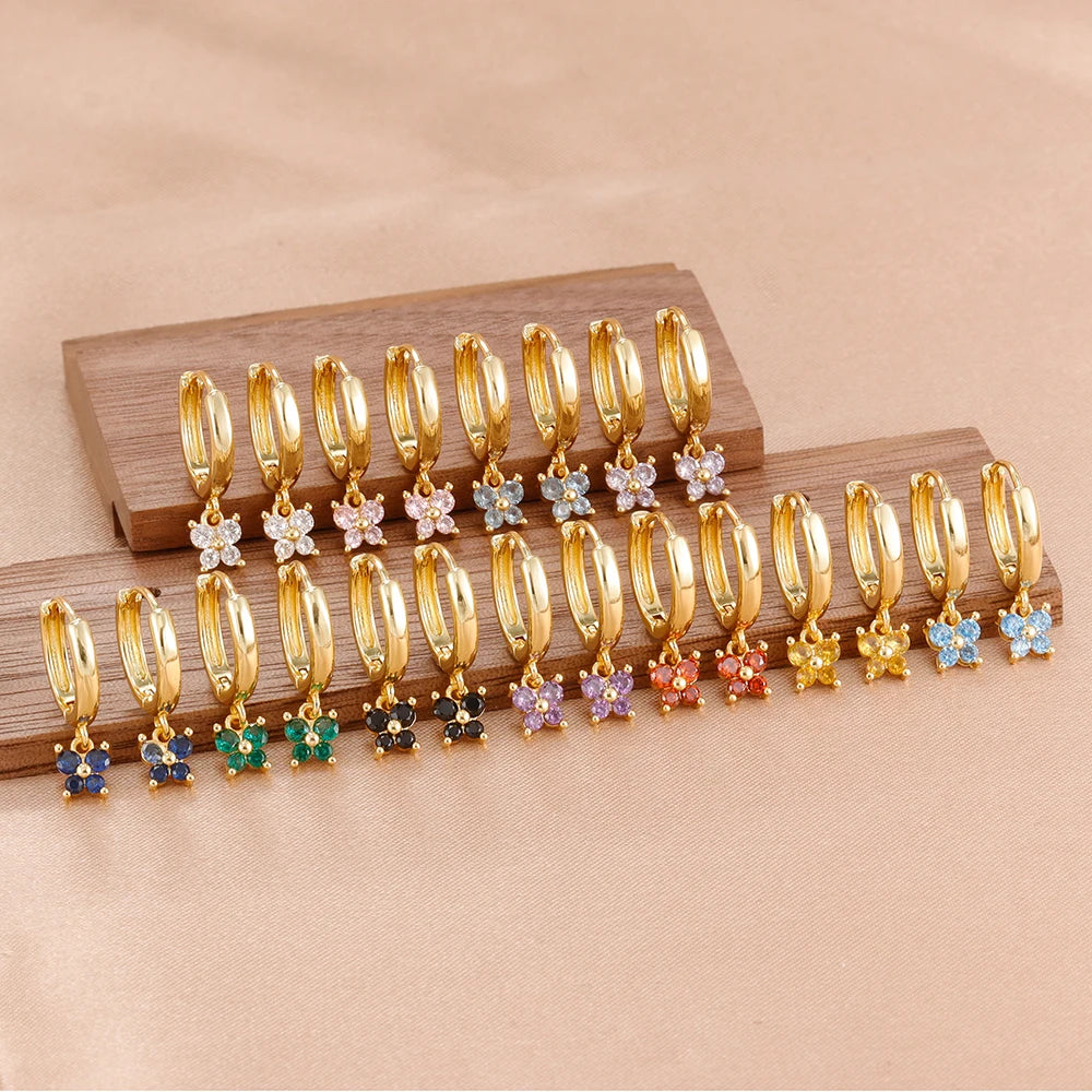 1 Pair Fashion Stainless Steel Zircon Butterfly Pendant Earrings Helix