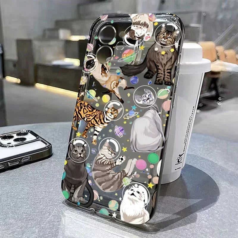 Graffiti Cartoon Dog Cat Case for iPhone 16 15 14 13 12 11 Pro Max XR SE3