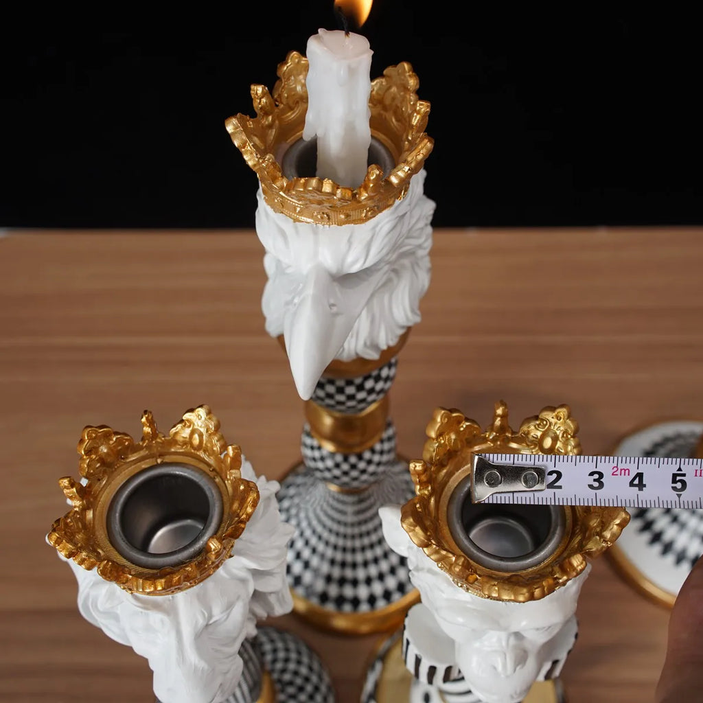 Animal Head Candlestick Resin Holder Horse Eagle Bulldog Monkey Lion Wolf Figurines