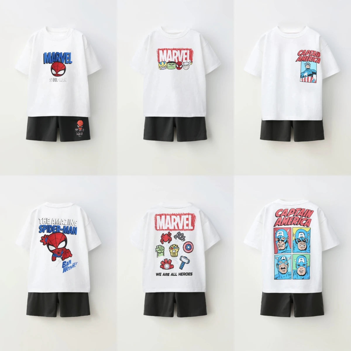 Boys Spiderman Summer T-Shirt & Shorts 2pc Set Kids Cartoon Casual Tracksuit