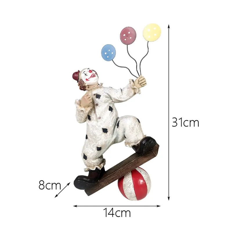Circus Clown Statue Joker Figurine Buffoon Doll Collection Living Room Design Decor