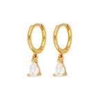 Fashion Stainless Steel Zirconia Chain Small Hoop Earrings Flower Pendant