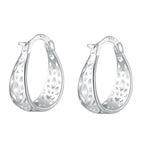 925 Sterling Silver 21mm U Hoop Earrings Women Fashion Engagement Jewellery