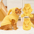 Cozy Fleece Pet Hoodie Vest - New Style Warm Plush Dog Cat Jacket, Winter Clothes for Small Animals with Hood, Cute Costume