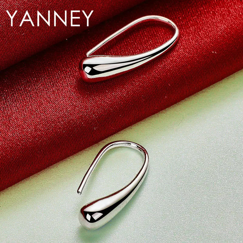 925 Sterling Silver 27mm Water Drop Earrings Women Men Hip Hop Punk Jewellery