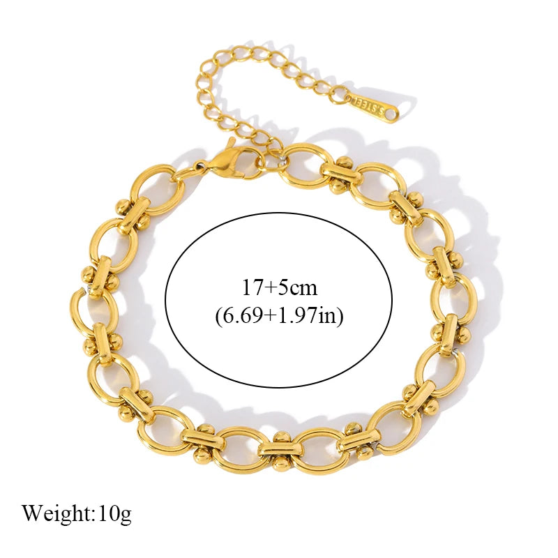 Flower Butterfly Heart Stainless Steel Charm Bracelet Gold Colour