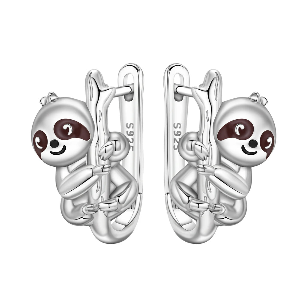 925 Sterling Silver Double Layer Pet Paw Print Drop Earrings Fashion Gift