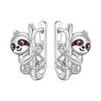 925 Sterling Silver Double Layer Pet Paw Print Drop Earrings Fashion Gift