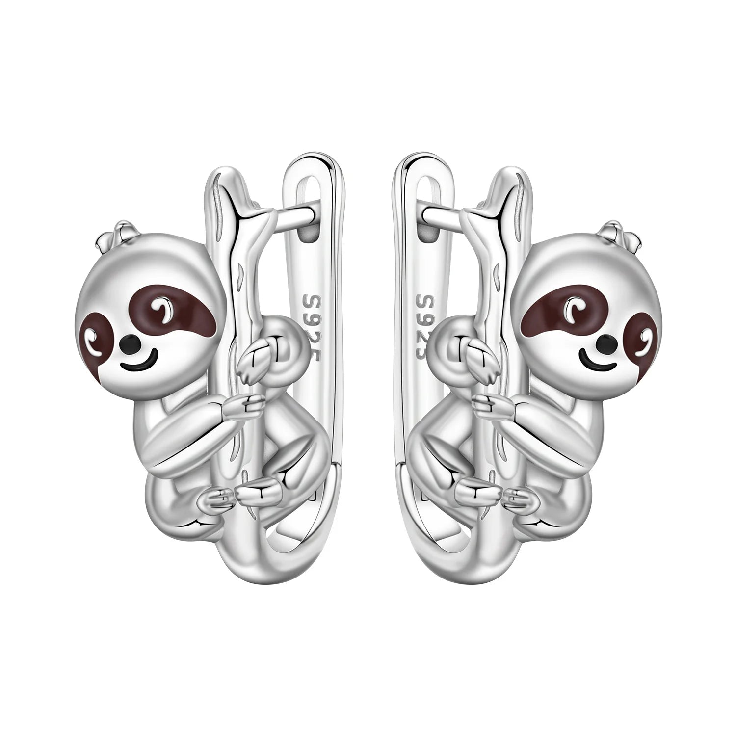 925 Sterling Silver Double Layer Pet Paw Print Drop Earrings Fashion Gift