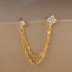 Exquisite Green Zircon Flower Hoop Earrings 18K Gold Plated Steel