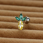 12 Styles Crystal Zircon Mini Fruit Stud Earrings Stainless Steel