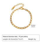 Gold Color Link Bracelet, Layering Bracelets for Women ,Stainless Steel Chain Adjustable Waterproof Jewelry