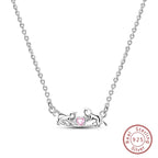 925 Sterling Silver Luminous Firefly Heart Shaped Zircon Pendant Necklace For Women Fashion Anniversary Birthday Jewelry Gifts