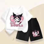 Sanrio Kuromi Girls Summer Breathable Outfits T-Shirt and Shorts Set