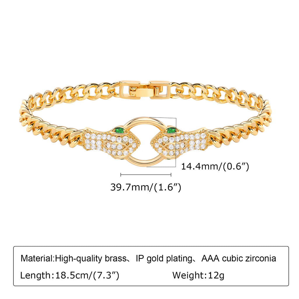 Pave Cubic Zirconia Chain Bracelet for Women, Simple Gold Plated Dainty Jewelry Gift