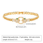 Pave Cubic Zirconia Chain Bracelet for Women, Simple Gold Plated Dainty Jewelry Gift