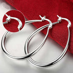 925 Sterling Silver 40mm U-Shaped Hoop Earrings Women Charm Wedding Jewellery