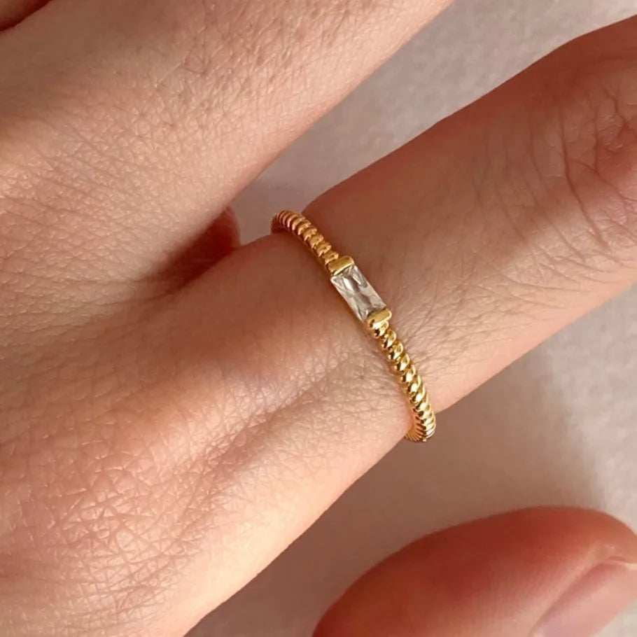 925 Sterling Silver Square Zircon Adjustable Ring Engagement High Quality Jewellery Wholesale