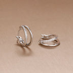 New Stainless Steel Double-layer Circle Huggies Gold Colour Zircon