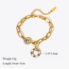 Gold Colour Multilayer Stainless Steel Charm Bracelet Men Women Bangle