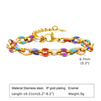 6mm Paperclip Chain Bracelet 18k Gold Plated Stainless Steel Link Adjustable Stackable Jewelry for Women Girls Gift
