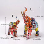 Graffiti Elephant Sculpture Resin Animal Statue Modern Pop Street Art Figurines