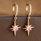 Luxury Crystal Zirconia Star Hoop Earrings Gold Plated Geometric