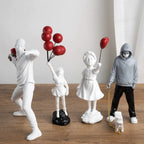 Sculpture Collection Flower Thrower Statue Pop Art Modern Balloon Girl Home Decor