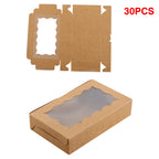 30 Pieces Kraft Bakery Box with Clear Window Cookie Box Bakery Candy Box for Pastry Biscuit Macaron Pie Candy Donuts