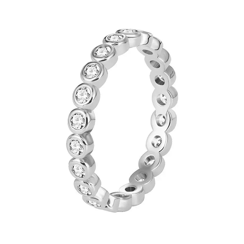 925 Sterling Silver Exquisite White Zircon Engagement Jewellery Fashion Round Ring