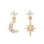 New Stainless Steel Cubic Zirconia Chain Hoop Earring Star Moon