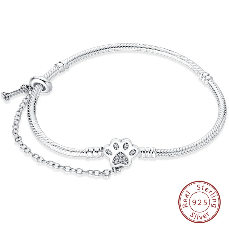925 Sterling Silver Forever Love Peach Heart Bracelets Star Moon Airplane Earth Bracelets For Women Fit DIY Charms Party Jewelry